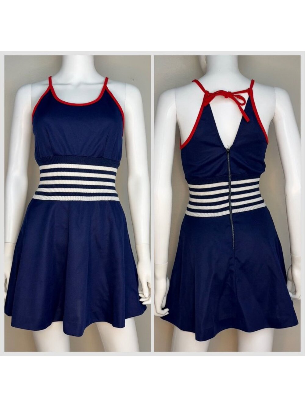 Vintage 1970s Navy Blue Mini Dress, Juniors by Jim n Me Size X-Small